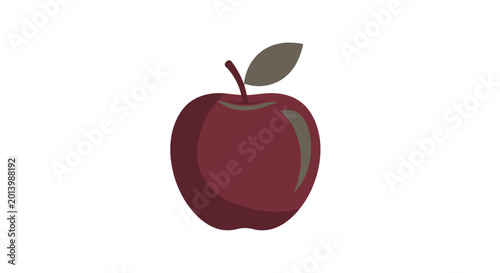 Simplistic Illustration of a Red Apple with Leaf Against a Clean White Backdrop
