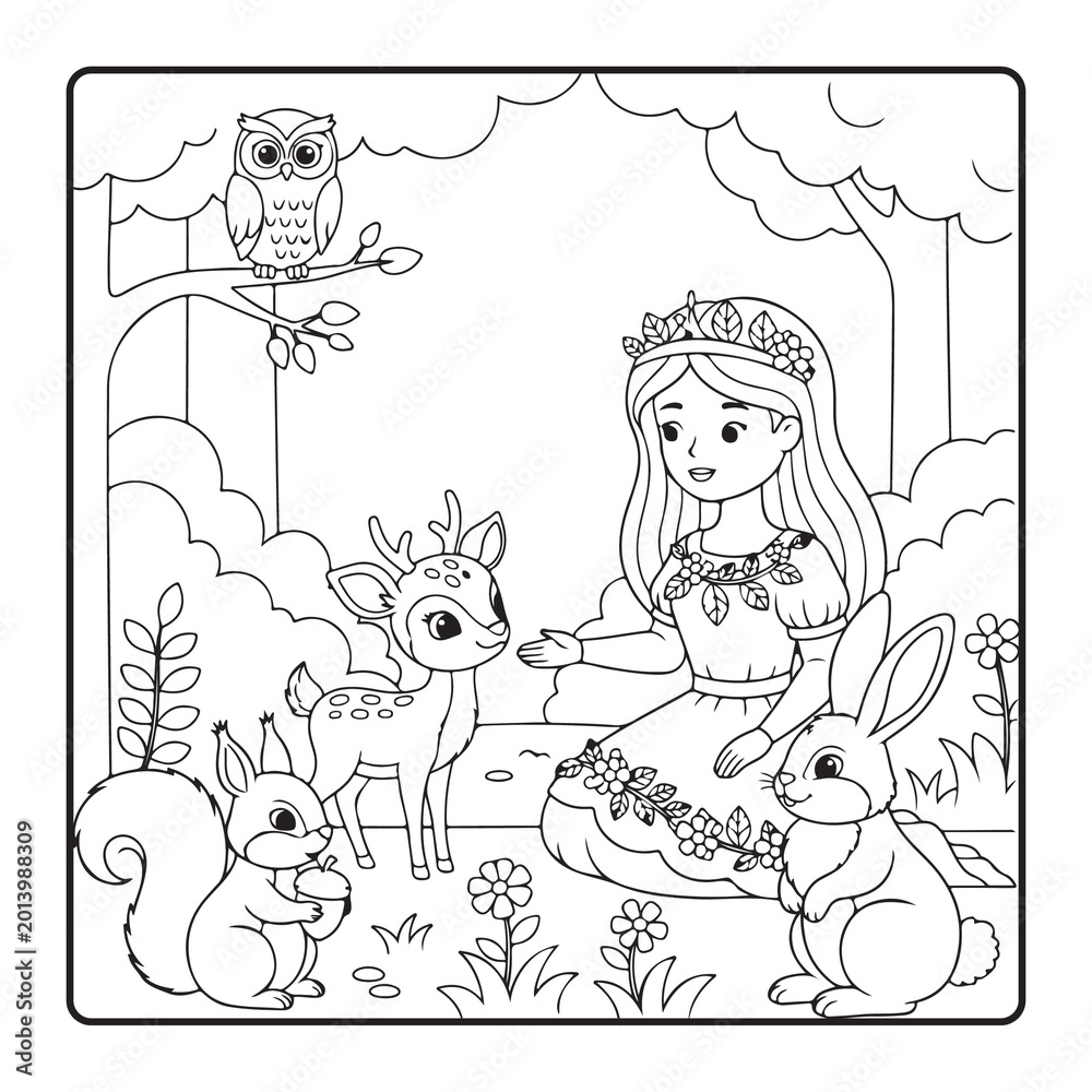 Fototapeta premium cute princess coloring pages for kids