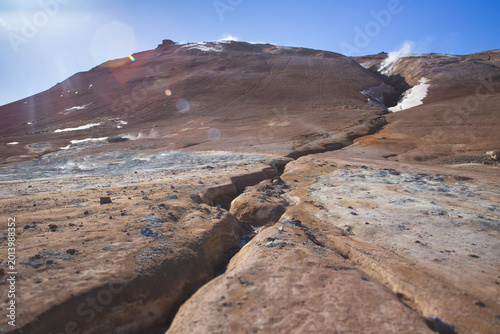 Photos Hverir geothermal area with volcanic landscape in Iceland