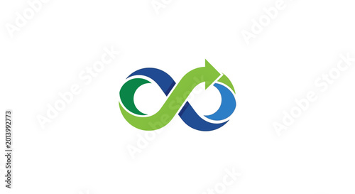 Abstract illustration of an infinity loop with arrow concept for business or technology