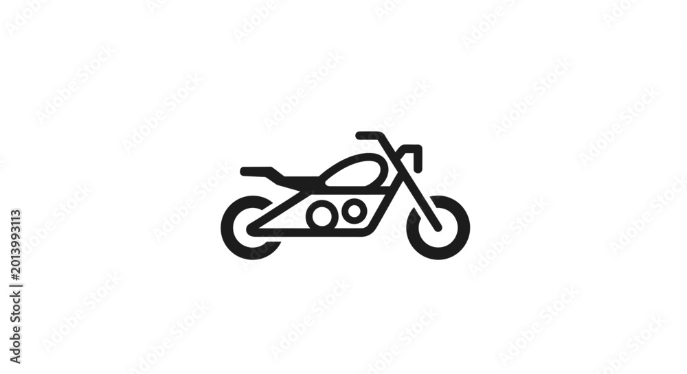 Obraz premium Minimalist Motorcycle Icon Depicted in Bold Black Lines Against a White Backdrop