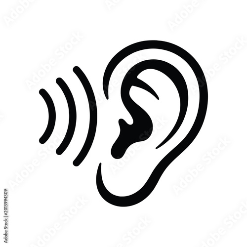  Hearing Ear Sound Icon & Ear listening sound waves icon