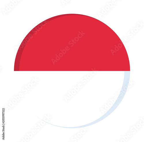 Circular icon representing the national flag of Indonesia, with red and white colors. Free Download Circular icon representing the national flag of Indonesia, with red and white colors. - GFXLoad