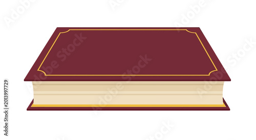 Bild auf Leinwand Closed Hardcover Book with Decorative Gold Border on White Background