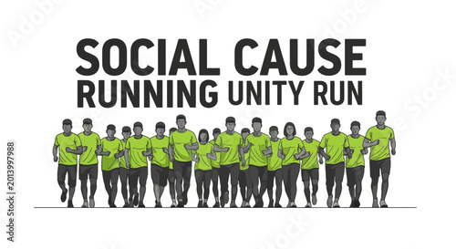 Community Gathering: A Diverse Group of Runners Uniting for a Social Cause Effortlessly