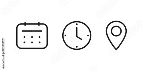 Foto Date, time, location address icon set