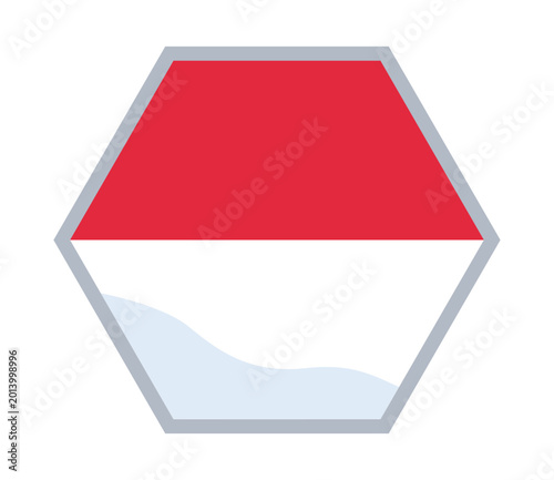 Free Download Minimalist hexagon icon with red and white halves. - GFXLoad