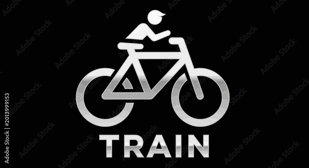 Obraz premium Cycling Training Icon Depicting a Person on a Bicycle with Modern Silver Theme