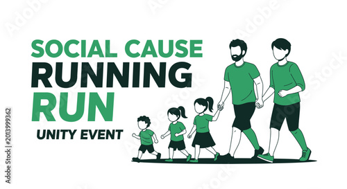 Community Unity Event: Family Running Together to Support a Worthy Social Cause