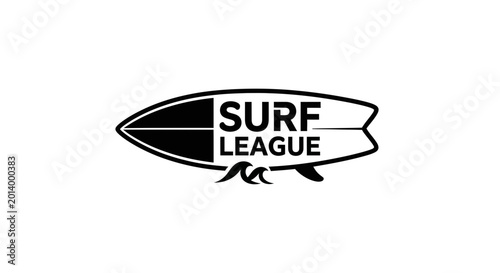 Distinctive Surfboard Logo Depicting Surf League Design On White Background Creative Visual