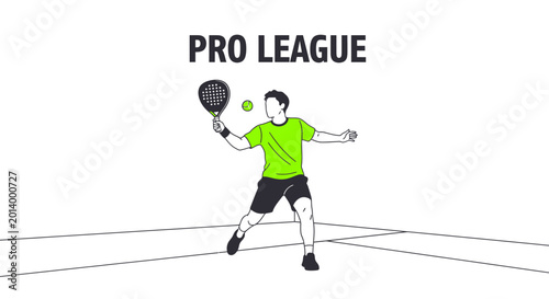 Dynamic Paddle Tennis Player in Action with Ball and Racket for Pro League Tournament