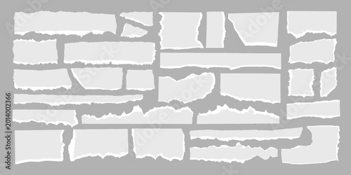 Tableau sur toile Jagged edges torn paper realistic ripped textures vector illustration set perfect for scrapbook designs, collage project and vintage-themed background with authentic paper details collection