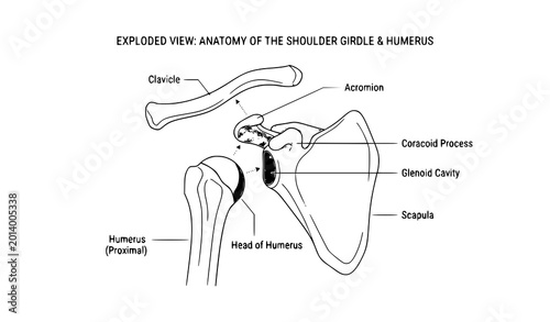 Photos Shoulder skeletal system vector illustration showing scapula clavicle and upper