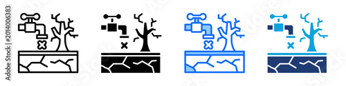 Foto Water Crisis Icon Set Multi Style Vector Illustration