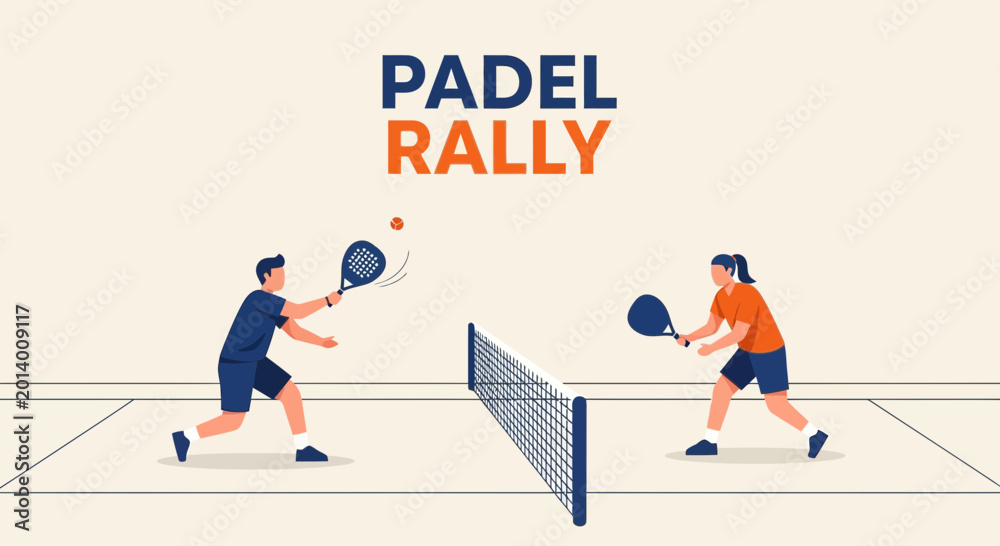 Fototapeta premium Dynamic Padel Match Illustration: Action Shot Depicting Sporting Event and Athletic Prowess