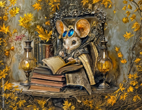 Steampunk reading mouse