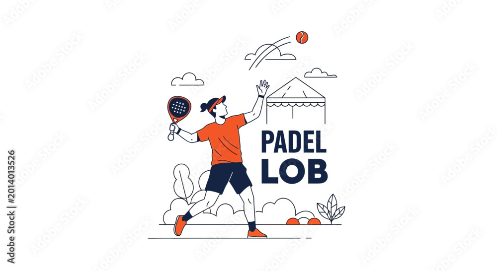 Fototapeta premium Dynamic Padel Player Hitting Ball With Racket in Modern Sport Illustration Design