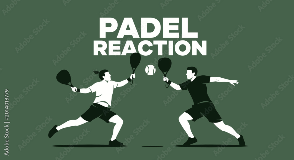 Fototapeta premium Dynamic Padel Match Illustration Depicting Two Players Engaging in an Energetic Game Action Scene