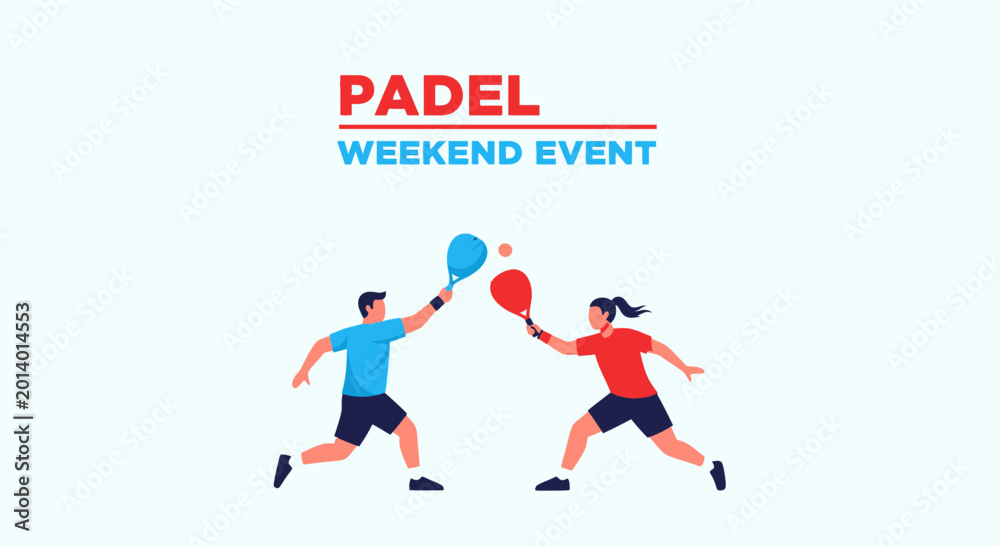 Obraz premium Dynamic Padel Match Illustration Depicting Weekend Event Competition for Sports Enthusiasts