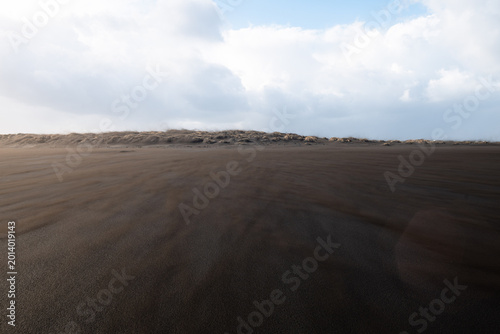 Black beaches in Iceland with a lot of wind.