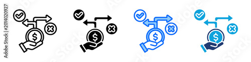 Funding Decision Icon Set Multi Style Vector Illustration