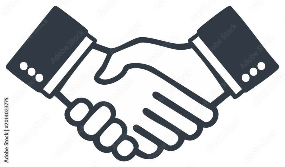 Fototapeta premium Icon of two hands shaking, symbolizing agreement and collaboration