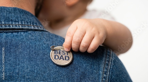 Fathers Day Celebration A Child Affectionately Places 'Best Dad' Badge
