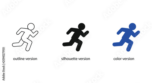 Minimal Running Figure Icon Collection In Multiple Styles On White Background 