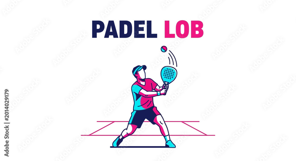 Fototapeta premium Dynamic Padel Player Performing a Lob Shot, Modern Illustration for Sports Design