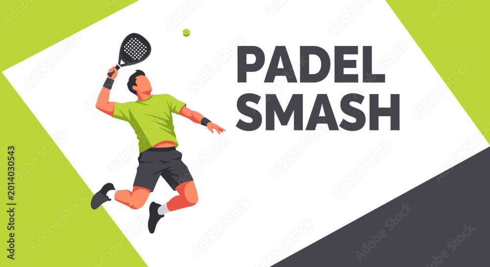 Fototapeta premium Dynamic Padel Player Performing Powerful Smash, Trendy Sporting Vector Illustration