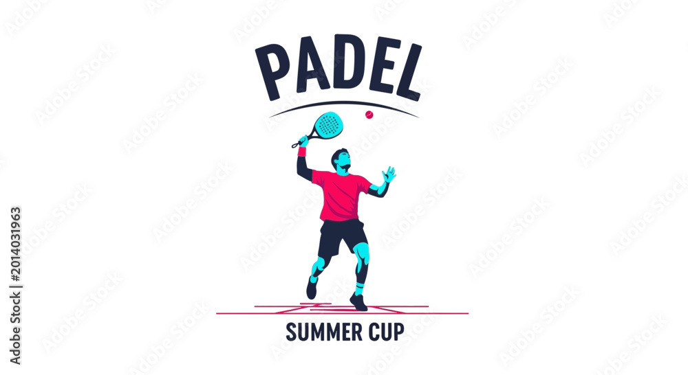 Fototapeta premium Dynamic Padel Player, Stunning Graphic for Summer Tournament Celebration