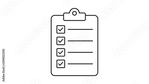 Fotografija Minimalist vector icon illustration of a clipboard checklist with checkmarks and editable stroke, perfect for business inventory management, task organization, and quality control reports