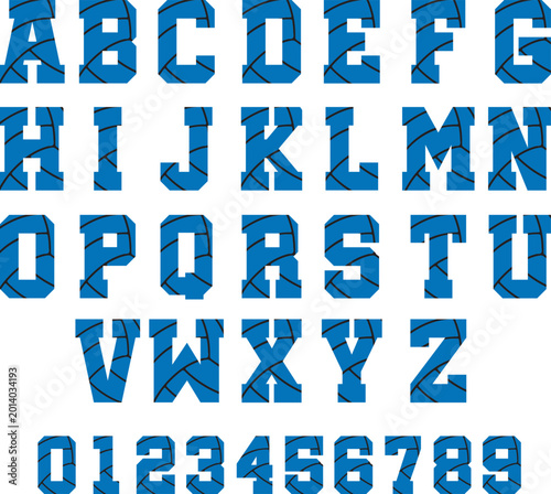 Volleyball Blue Varsity Alphabet SVG Bundle Letters Numbers Clipart