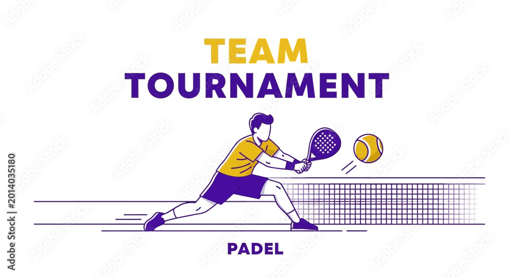 Fototapeta premium Dynamic Padel Tournament Illustration: A Visual Depiction of Team Sport Competition