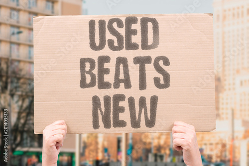 Tableau sur toile "Used Beats New" Secondhand markets now compete directly with new retail on price and quality