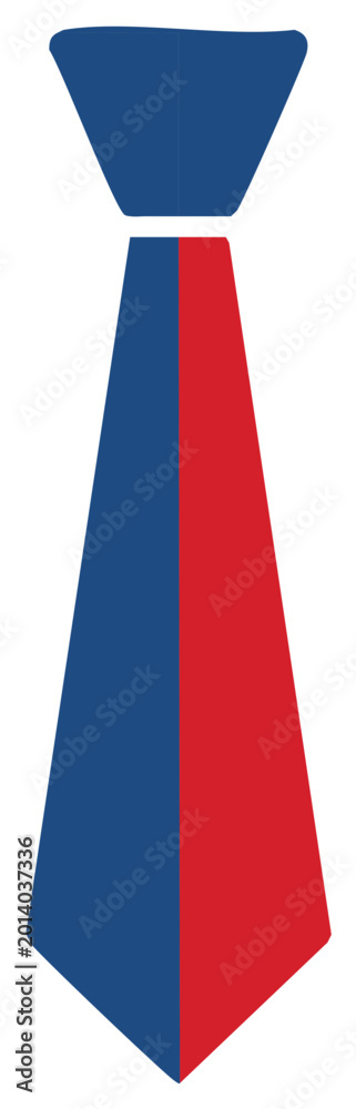 Naklejka premium Bicolor necktie red blue formal clothing accessory graphic design element