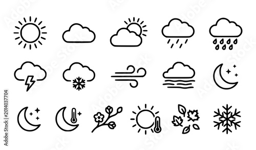Obraz na plátně Simple weather icon set vector – weather conditions and seasonal changes