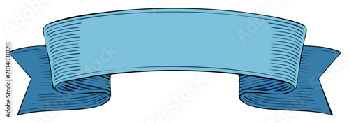 Elegant blue ribbon banner in a vintage engraved style for text and design