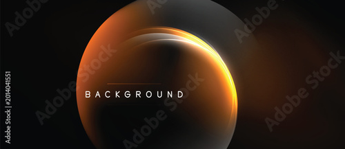 Fotografía Dark background features glowing orange sphere