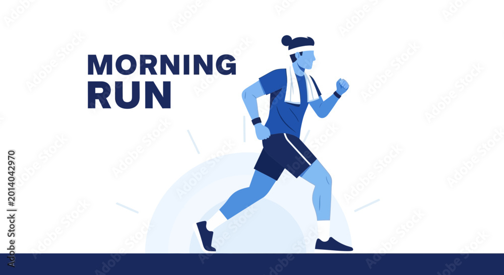 Fototapeta premium Energetic Athlete Starting the Day Practicing Cardio With a Fresh Running Schedule