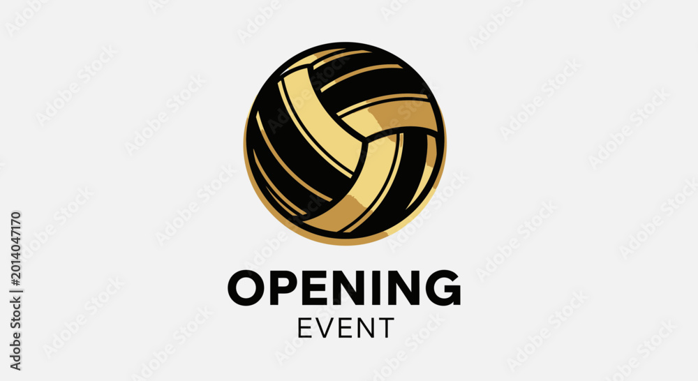 Fototapeta premium Gold Volleyball Logo with Opening Event Text For Sports Championship Advertising