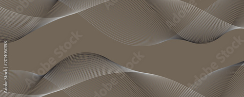 Abstract silver and white gradient wave lines on a brown background. Modern flowing digital ribbon pattern for elegant corporate design, luxury branding, or creative motion backgrounds.