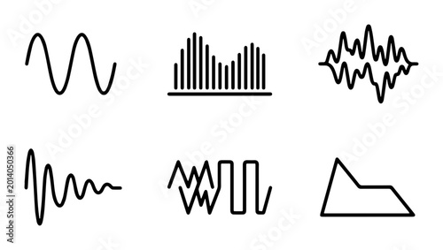 Canvastavla Diverse Sound Waveforms, Audio Signal Icons, Music Waveform Graphics, Sound Freq