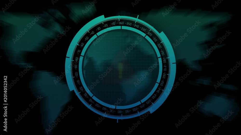 Radar interface animation with warning symbol. Radar interface world ...