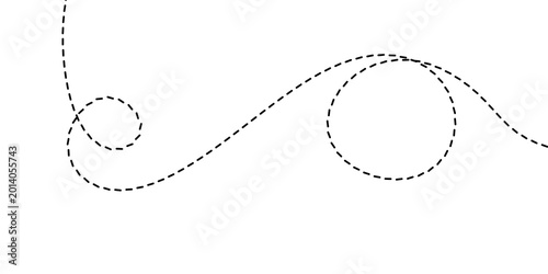 Graceful dotted line graphic depicting a winding, fluid path with smooth curves and decorative loops, symbolizing connection, journey, or artistic flow in a minimalist design asset