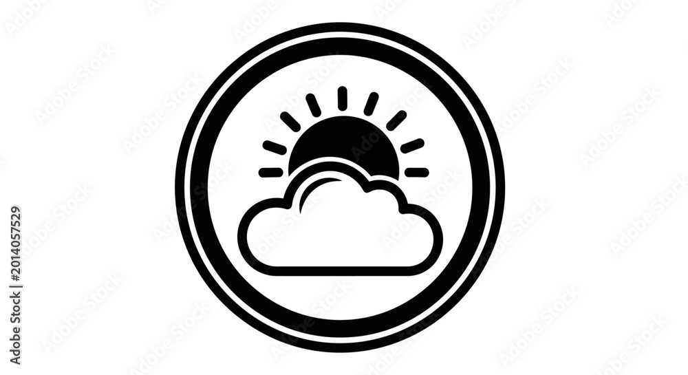 Fototapeta premium Weather Cloud Sun Symbol Icon.