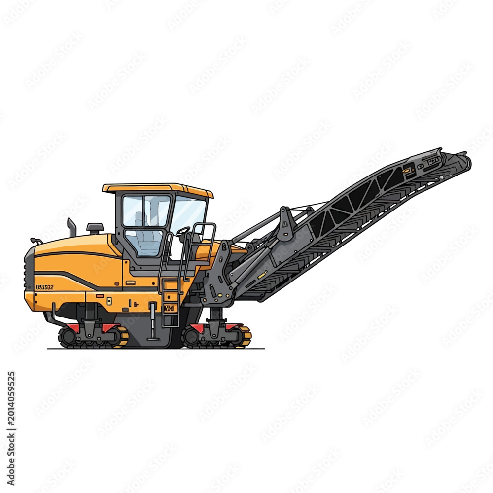 Obraz premium Yellow Road Milling Machine - Construction Equipment Illustration