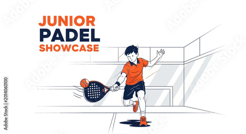 Junior Player Enthusiastically Demonstrating Skill At Sport During The Padel Showcase Event