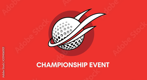 Innovative Golf Competition Logo Featuring a Futuristic Design on Vibrant Red Background
