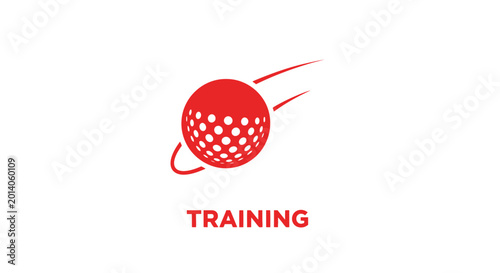 Innovative Golf Training Symbol: Red Circle With Punctuation Elements And Defined Wordmark Design